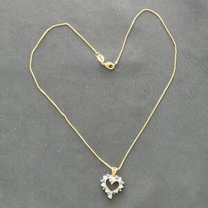 Sterling gold vermeil blue sapphire diamonds heart pendant
